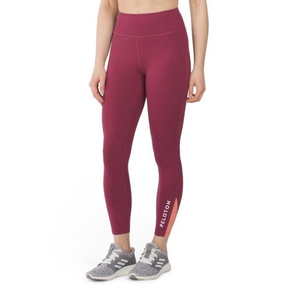 Peloton Women's Burgundy & Peach MOVE MISSION Ribbed Insert Legging Size S (096)